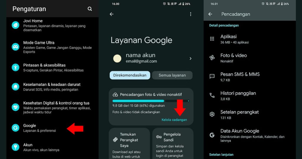 Menggunakan Google Sync