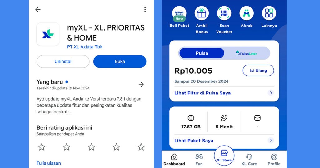 Cek kuota XL melalui aplikasi myXL